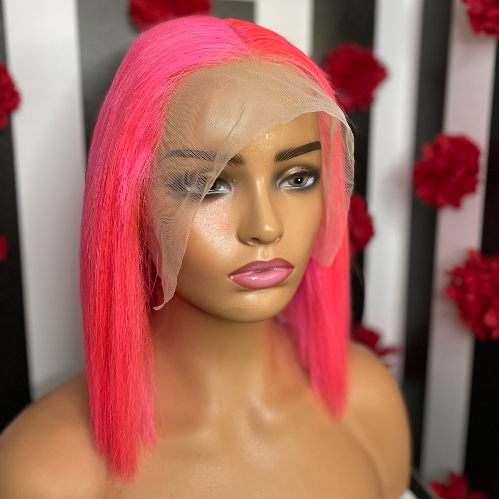 Hot pink  bob 
100% human hair